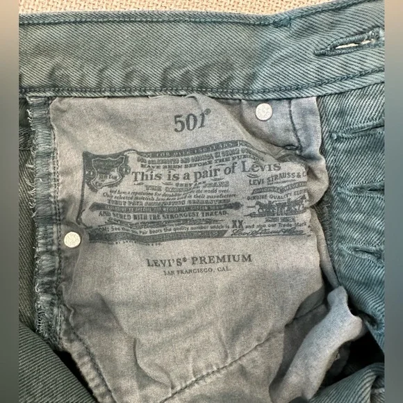 Levi’s 501 Cropped Jeans Boho Green Size 26 - Picture 11 of 14